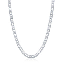 Sterling Silver Rhodium Plated 4.1mm Flat Marina Chain, 22