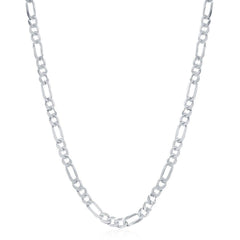 Sterling Silver Rhodium Plated 4.2mm Figaro Chain, 20