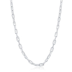 Sterling Silver Rhodium Plated 4.6mm Anchor Marina Chain, 22