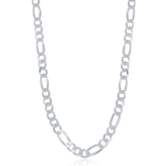 Sterling Silver Rhodium Plated 5.8mm Figaro Chain, 8