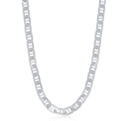 Sterling Silver Rhodium Plated 5.8mm Flat Marina Chain, 20