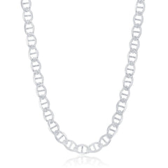 Sterling Silver Rhodium Plated 7mm Pave Marina Chain, 24