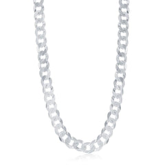 Sterling Silver Rhodium Plated 9.2mm Cuban Chain, 24