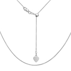 Sterling Silver Rhodium Plated Adjustable Rolo Chain