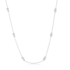 Sterling Silver Rhodium Plated Bullet Beaded Chain, 20
