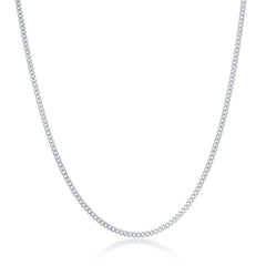 Sterling Silver Rhodium Plated Curb Chain, 18