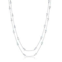 Sterling Silver Rhodium Plated Diamond-Cut Bullet Beads Chain