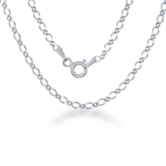 Sterling Silver Rhodium Plated Fancy Link Chain, 20