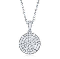 Sterling Silver Rhodium Plated Flat Micro Pave Pendant