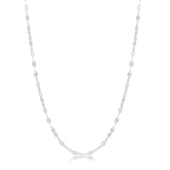 Sterling Silver Rhodium Plated Flat Mirror Oval Chain, 16