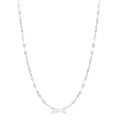 Sterling Silver Rhodium Plated Flat Mirror Oval Chain, 20