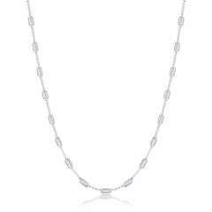Sterling Silver Rhodium Plated Long Bead Chain, 20