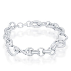 Sterling Silver Rolo and Twisted Oval Bracelet