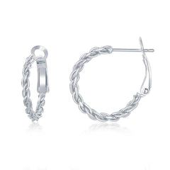 Sterling Silver Rope Design Hoop Earrings, 20 mm