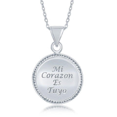Sterling Silver Rope Style Circle Shiny Pendant