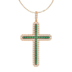 Sterling Silver Rose Gold CZ Pave Cross Pendant