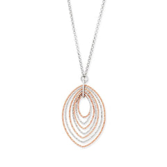 Sterling Silver Rose Gold Marquise Pendant Necklace