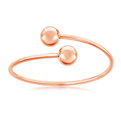 Sterling Silver Rose Gold Plated 12mm Twin Bead Bangle