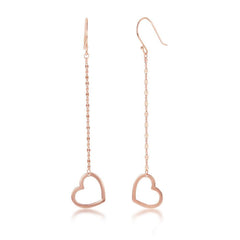 Sterling Silver Rose Gold Plated Chain Heart Earrings