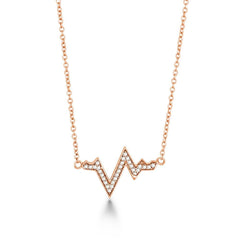 Sterling Silver Rose Gold Plated CZ Heartbeat Necklace