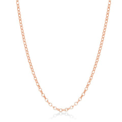 Sterling Silver Rose Gold Plated Diamond-Cut Rolo Chain