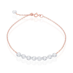 Sterling Silver Rose Gold Plated Linked CZ Bracelet