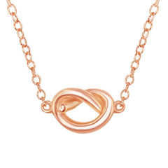 Sterling Silver Rose Gold Plated Small Love Knot Necklace