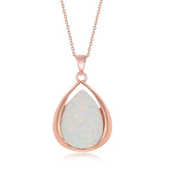 Sterling Silver Rose Gold Plated White Opal Pendant
