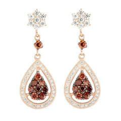 Sterling Silver Rose Gold Teardrop CZ Pave Earrings