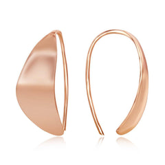 Sterling Silver Rose GP Crescent Moon Threader Earrings