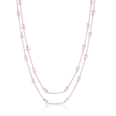 Sterling Silver Rose GP Diamond-Cut Cone Shaped Beads Chain