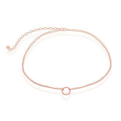 Sterling Silver Rose GP Double Strand with Open Circle Choker