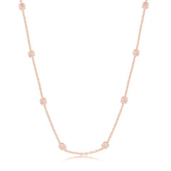 Sterling Silver Rose GP Grid Square Beaded Chain, 16