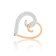 Sterling Silver Rose GP Half CZ Half Shiny Heart Pendant