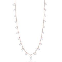 Sterling Silver Rose GP Linked Cubic Zirconia Necklace