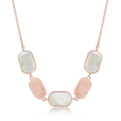 Sterling Silver Rose GP Polished and Pink MOP Necklace