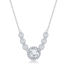 Sterling Silver Round Cubic Zirconia Necklace