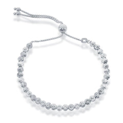 Sterling Silver Round Diamond Cut Moon Adjustable Bolo Bracelet