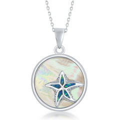 Sterling Silver Round MOP with Starfish Pendant