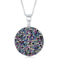 Sterling Silver Round Multi-Color CZ Pendant