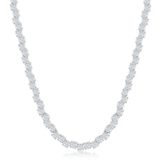 Sterling Silver Round Zig-Zag 4mm Cubic Zirconia Tennis Necklace