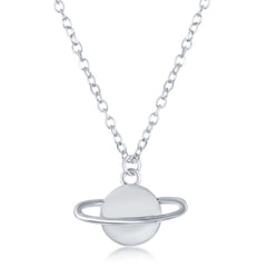 Sterling Silver Saturn Planet Necklace