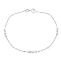 Sterling Silver Shiny and Diamond Cut Beads Bracelet, 7.5