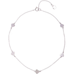 Sterling Silver Shiny Flat Heart Anklet