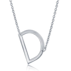 Sterling Silver Sideways D Initial Necklace