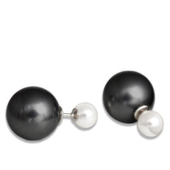 Sterling Silver Simulated Black Pearl Earrings