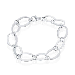 Sterling Silver Small and Large Oval Alternating Bracelet, 8