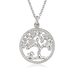Sterling Silver Small Circle Tree of Life Pendant