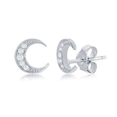 Sterling Silver Small Crescent Moon Stud Earrings