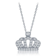 Sterling Silver Small CZ Crown Pendant